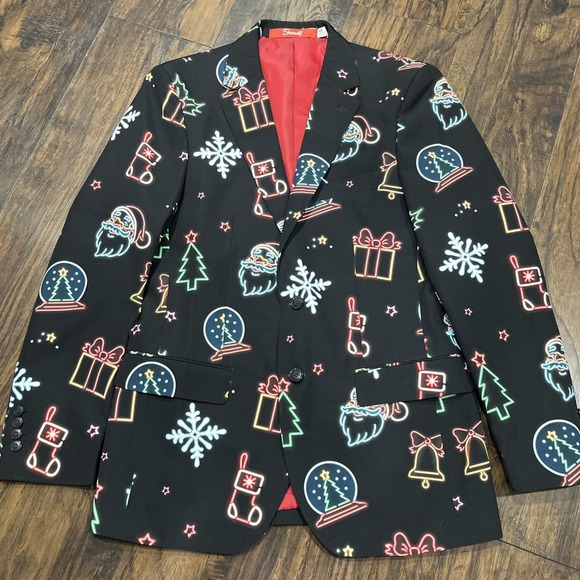Shinesty Other - Shinesty Men's Christmas Blazer Party Jacket Sz 40 Black /Festive Holiday NWOT